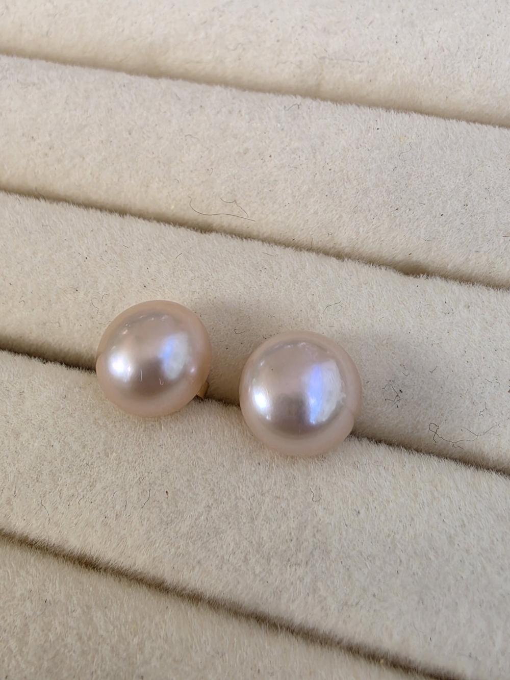 Classic Pink Pearl Stud Earrings 14K Posts & Backings by PJS  • 2.00g